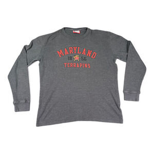 Maryland Terrapins Shirt Adult EXTRA LARGE Gray Football Thermal Waffle Knit